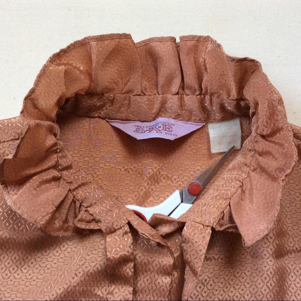 Last Chance! VTG Librarian Blouse Ruffle Necktie - Picture 3 of 8